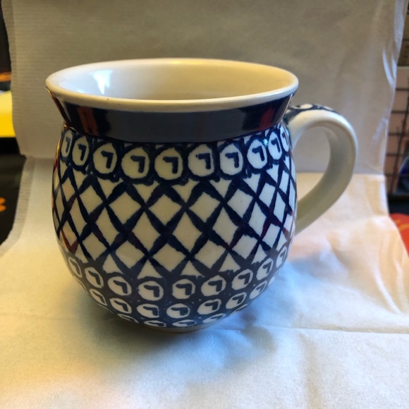 Blue and White Polish Pottery Mug - Picture 1 of 5